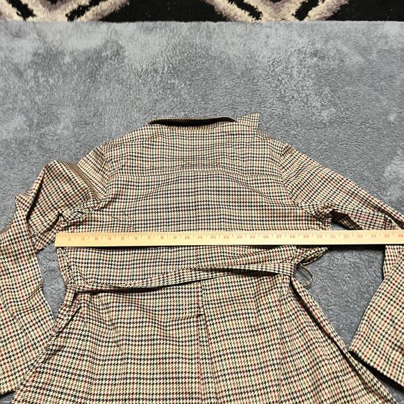 Cabi Sherlock Trench Coat Womens Medium Houndstooth Belted Stretch - Picture 4 of 7